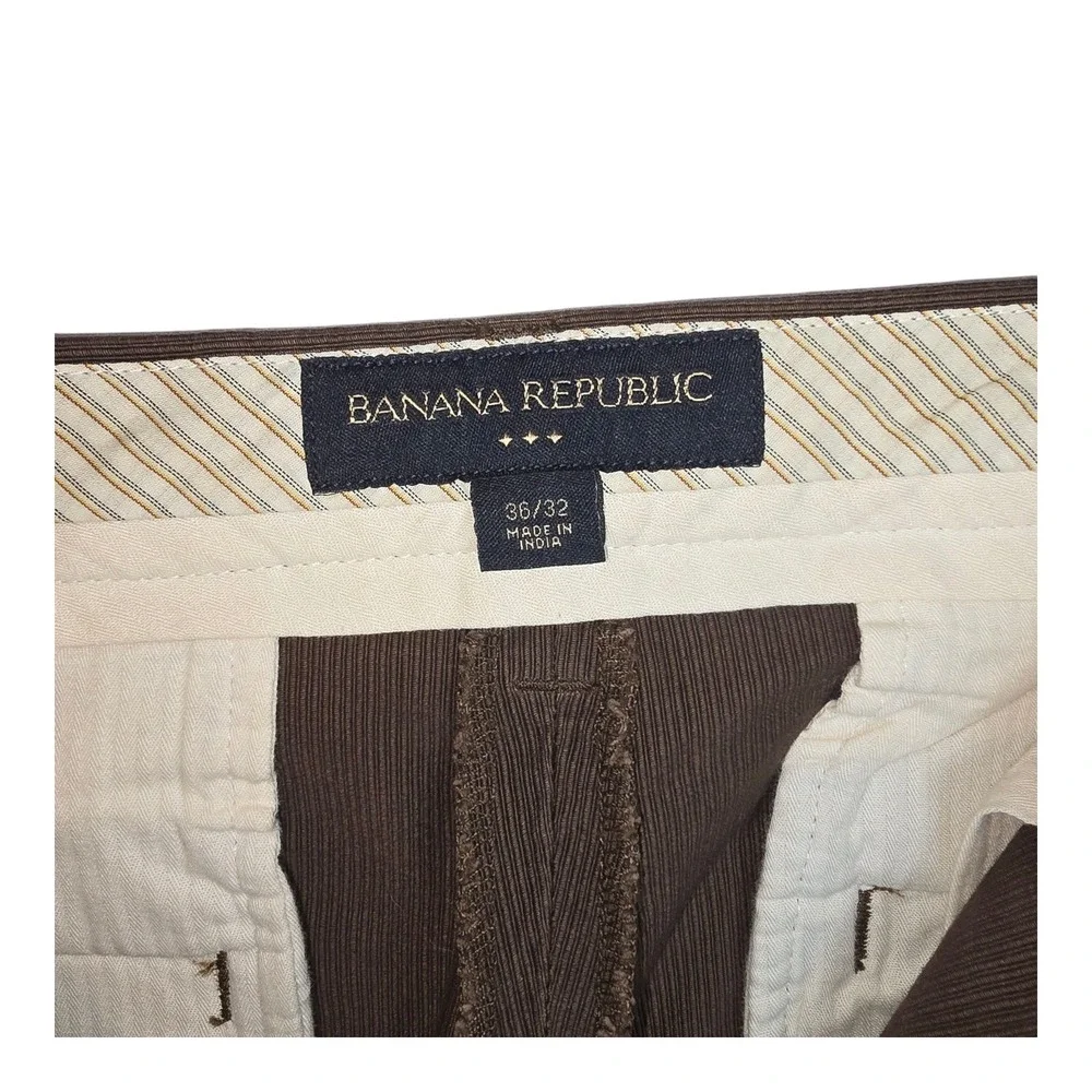 Banana Republic Mens Brown Corduroy Flat Front Casual Dress Pants 36x32 Y2K Flaw